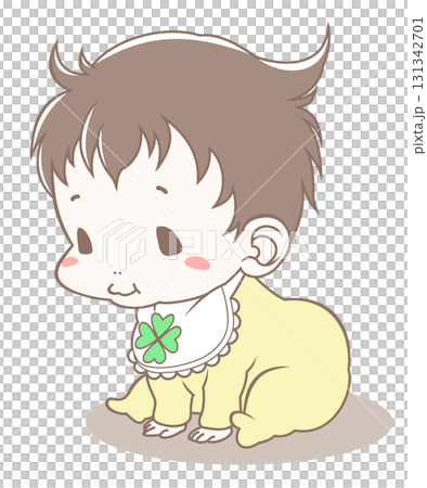 座って微笑むかわいい赤ちゃん 131342701