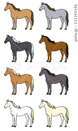 色んな色の馬のベクターイラストセット素材　カラバリ 131343148