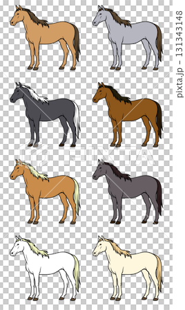 色んな色の馬のベクターイラストセット素材　カラバリ 131343148