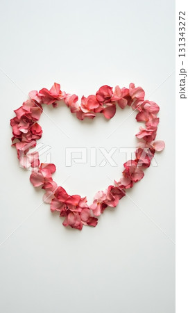 Delicate rose petals arranged in the shape of a heart create a romantic symbol of love and affection, perfect for valentine's day, mother's day, or any occasion celebrating love and connection 131343272