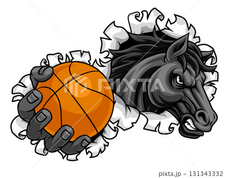 Horse Mustang Stallion Basketball Sports Mascot 131343332