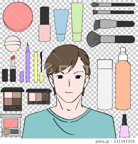 Men and cosmetics illustration set Men and cosmetics illustration set 131343359