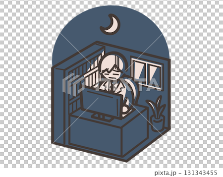 男辦公室職員工作到深夜 131343455