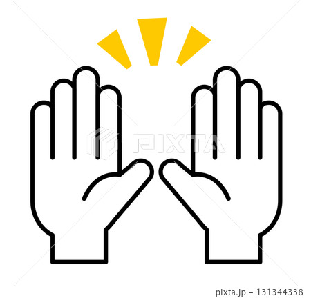 両手のひらをあげる 万歳する 絵文字 ベクターイラスト素材 両手のひらをあげる 万歳する 絵文字 ベクターイラスト素材 131344338