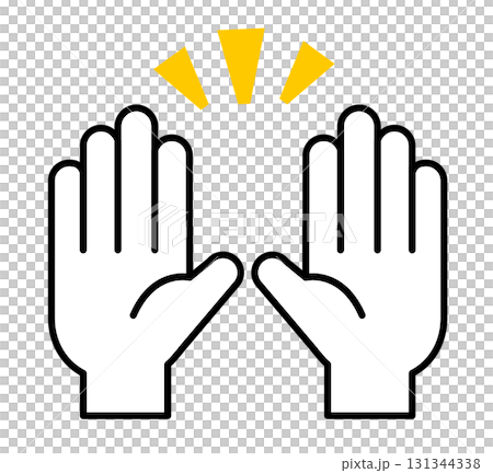 両手のひらをあげる 万歳する 絵文字 ベクターイラスト素材 両手のひらをあげる 万歳する 絵文字 ベクターイラスト素材 131344338