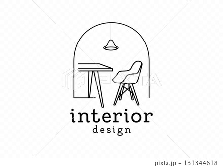 Linear home interior vector logo Linear home interior vector logo 131344618