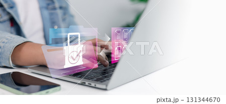 Data Security and File Protection on Laptop with Digital Lock Icon Data Security and File Protection on Laptop with Digital Lock Icon 131344670