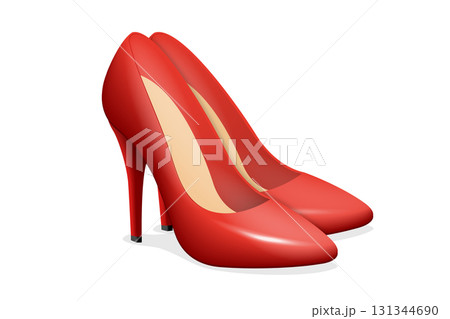 Red high heels on white. Elegant footwear for fashion visuals. Red high heels on white. Elegant footwear for fashion visuals. 131344690