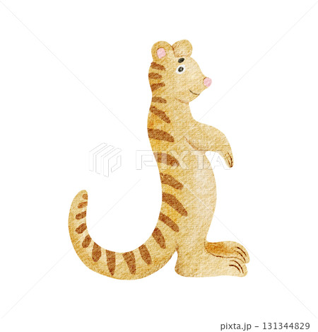 Meerkat watercolor illustration isolated on white in lookout pose. African savannah suricate animal for kids safari designs. Desert animal in simple childish style. Nursery hand drawn clip art Meerkat watercolor illustration isolated on white in lookout pose. African savannah suricate animal for kids safari designs. Desert animal in simple childish style. Nursery hand drawn clip art 131344829