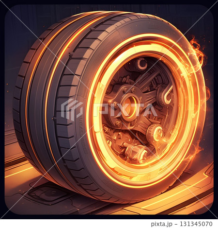 黒い背景に置かれたタイヤ 黒い背景に置かれたタイヤ 131345070