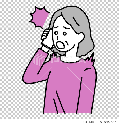 スマートフォンでの通話で驚く年配の女性 131345777