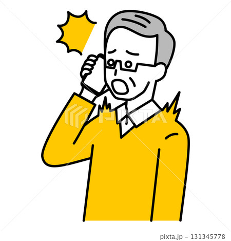 スマートフォンでの通話で驚く年配の男性 131345778