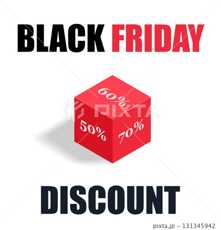 Black Friday discount cube with percentage offers 131345942
