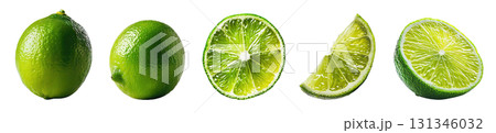Whole and sliced limes 131346032