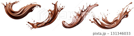 Flowing splashes of creamy chocolate Flowing splashes of creamy chocolate 131346033
