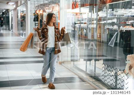 Woman is shopping in the supermarket Woman is shopping in the supermarket 131346145