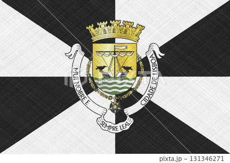 The official flag of Portugal's capital, Lisbon, on fabric texture. Conceptual collage. Illustration The official flag of Portugal's capital, Lisbon, on fabric texture. Conceptual collage. Illustration 131346271