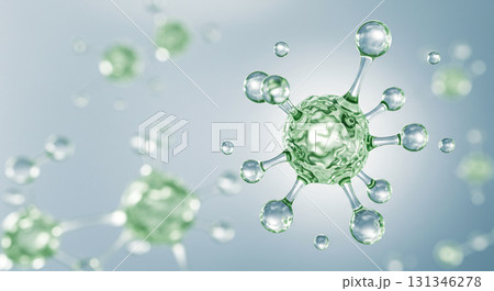 美容成分の緑色分子構造イメージ|CICA・ツボクサ・植物由来・スキンケア素材 美容成分の緑色分子構造イメージ|CICA・ツボクサ・植物由来・スキンケア素材 131346278