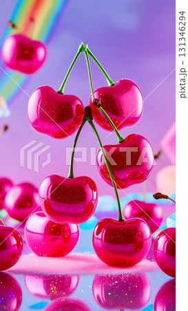 Pink Pop Candy Cherries Holo Sweet Vibes 48-7 131346294