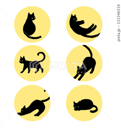 黒猫のアイコンセット 131346319