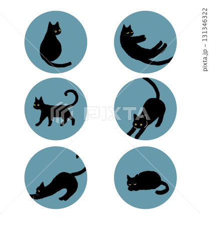 黒猫のアイコンセット 131346322