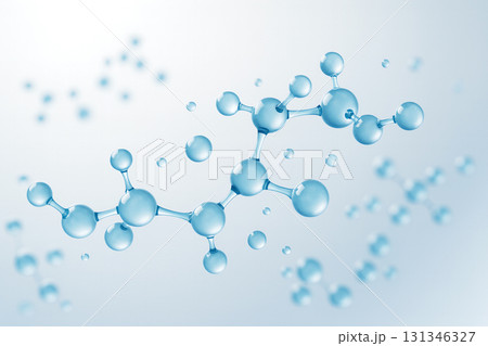美容成分の青色分子構造イメージ｜ヒアルロン酸・ナイアシンアミド・スキンケア素材 131346327
