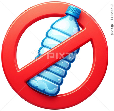 Prohibited sign Do not use blue plastic bottles 131346498