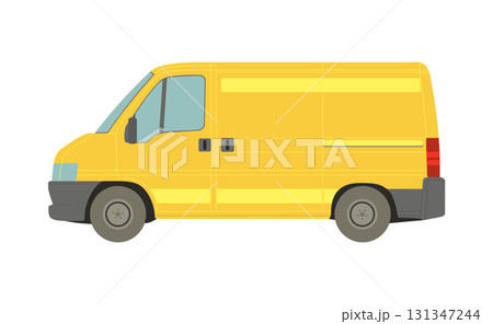 Large yellow van on a white background - Vector 131347244