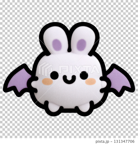 Cute Halloween themed bunny with bat wings and cheerful expression, perfect for festive decorations or designs 131347706