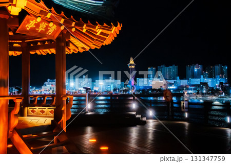 Cheongchojeong Pavilion at Night, Cheongchoho Lake, Sokcho, South Korea 131347759