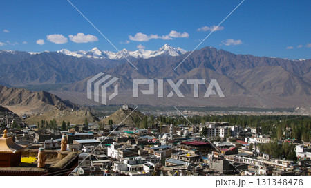 View of Leh, city in Ladakh, India. 131348478