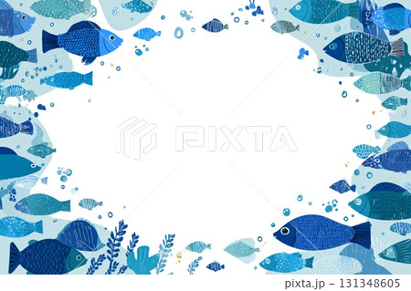 青い海の生き物のフレーム 131348605