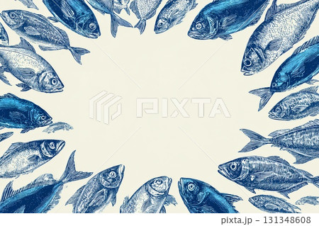 魚のイラストが描かれた背景素材 131348608
