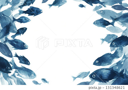 水彩で描いた泳ぐ魚のイラストの背景 131348621