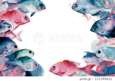 水彩で描いた泳ぐ魚たちのイラスト 水彩で描いた泳ぐ魚たちのイラスト 131348622