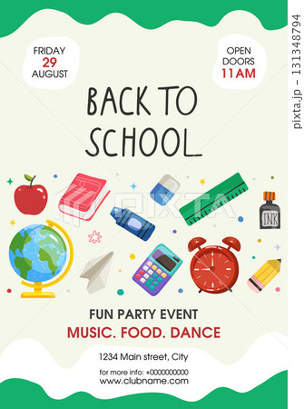 Background for the Back to School vector poster with school supplies. Good for flyers 131348794