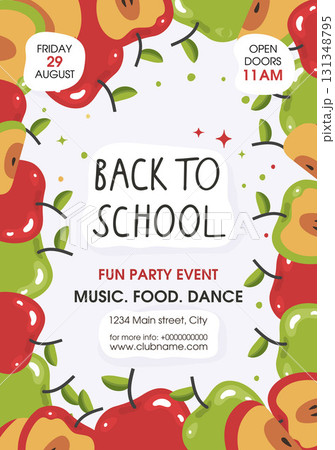 Background for the Back to School vector poster with green and red apples. Good for Back to School themed flyers 131348795
