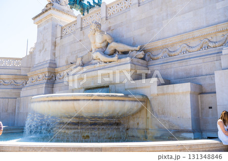 Tyrrhenian Fountain at the Monument to Vittorio Emanuele II, Piazza Venezia, Rome, Italy 131348846