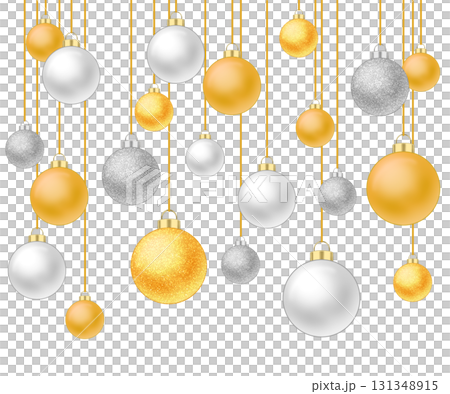 金色和銀色聖誕球的插圖 131348915