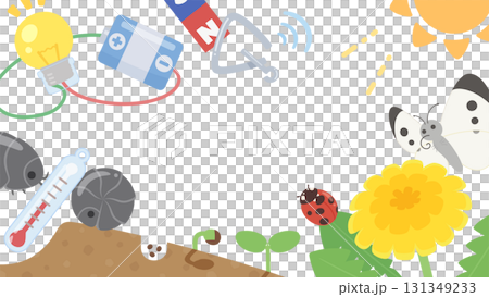 理科の小学校3年生の内容をイメージした背景イラスト_16:9 131349233