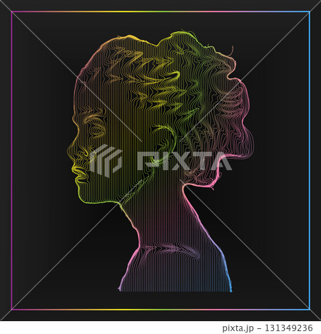 Creative gradient silhouette of a girl. Template for interior, print, decoration and creative idea 131349236