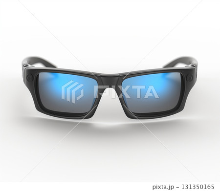 A pair of sunglasses with blue lenses A pair of sunglasses with blue lenses 131350165