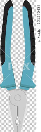 Vector illustration of a pair of combination pliers with blue handles and silver jaws. 131350453