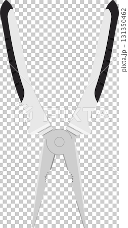 Illustration of open pliers with gray and black handles against a solid black background. Illustration of open pliers with gray and black handles against a solid black background. 131350462