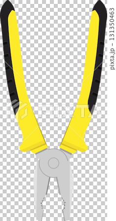 Illustration of yellow and gray pliers, a versatile hand tool for gripping and cutting materials. 131350463
