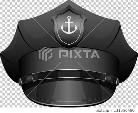 Classic mariner's peaked hat, an iconic symbol of naval tradition with its distinctive anchor emblem 131350480