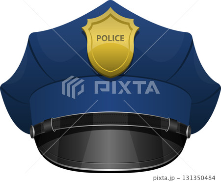A cartoon illustration of an officer's hat, symbolizing law enforcement and public safety. 131350484
