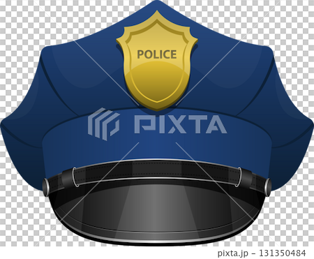 A cartoon illustration of an officer's hat, symbolizing law enforcement and public safety. 131350484