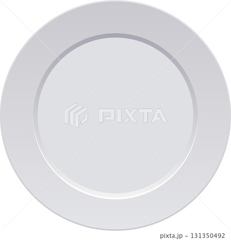 Plain white plate on a black surface, ready for a meal. Simple kitchenware is the subject. 131350492