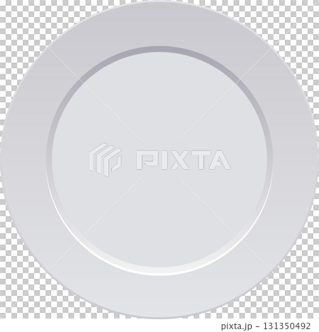 Plain white plate on a black surface, ready for a meal. Simple kitchenware is the subject. 131350492